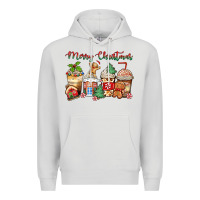 Dove Grey merry christmas gingerbread coffee cups Premium Hoodie - Zillion Design Studio
