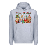 Heather Grey merry christmas gingerbread coffee cups Premium Hoodie - Zillion Design Studio