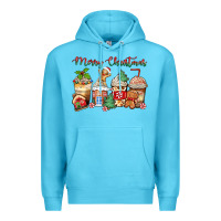 Ocean Blue merry christmas gingerbread coffee cups Premium Hoodie - Zillion Design Studio