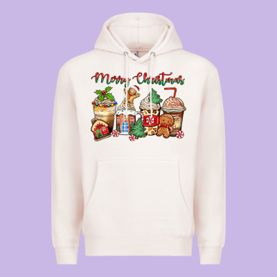 Merry Christmas Gingerbread Coffee Cups Premium Hoodie Designed By Zillion Design Studio