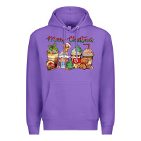 Purple merry christmas gingerbread coffee cups Premium Hoodie - Zillion Design Studio