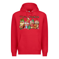 Red merry christmas gingerbread coffee cups Premium Hoodie - Zillion Design Studio