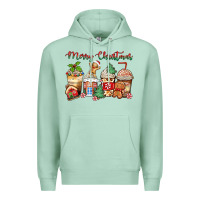 Seafoam merry christmas gingerbread coffee cups Premium Hoodie - Zillion Design Studio