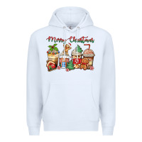 White merry christmas gingerbread coffee cups Premium Hoodie - Zillion Design Studio