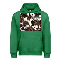 Emerald cowhide and leopard pattern Urban Hoodie - RanaPortraitStore