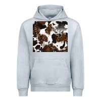 Heather Grey cowhide and leopard pattern Urban Hoodie - RanaPortraitStore