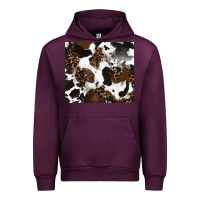 Mauve Wine cowhide and leopard pattern Urban Hoodie - RanaPortraitStore