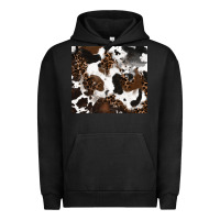 Pigment Black cowhide and leopard pattern Urban Hoodie - RanaPortraitStore