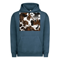 Pigment Midnight Navy cowhide and leopard pattern Urban Hoodie - RanaPortraitStore