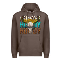 Coffee howdy howdy howdy western bull skull Premium Hoodie - texasbilliewilder