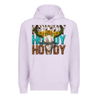 Lilac howdy howdy howdy western bull skull Premium Hoodie - texasbilliewilder