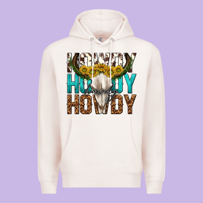 Premium Hoodie howdy howdy howdy western bull skull