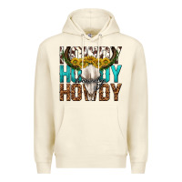Sandshell howdy howdy howdy western bull skull Premium Hoodie - texasbilliewilder