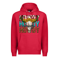 Cardinal howdy howdy howdy western bull skull Premium Hoodie - texasbilliewilder