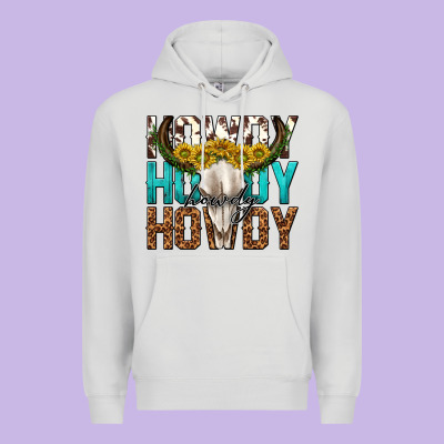 Premium Hoodie howdy howdy howdy western bull skull