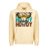 Pina Colada howdy howdy howdy western bull skull Premium Hoodie - texasbilliewilder