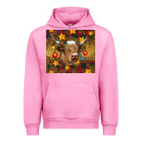 Fuchsia Pink Christmas cow Urban Hoodie - RanaPortraitStore