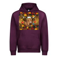 Mauve Wine Christmas cow Urban Hoodie - RanaPortraitStore