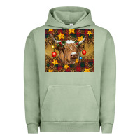 Pigment Oil Green Christmas cow Urban Hoodie - RanaPortraitStore