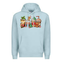 Blue Mist christmas gingerbread coffee cups Premium Hoodie - Zillion Design Studio