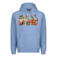 Colony Blue christmas gingerbread coffee cups Premium Hoodie - Zillion Design Studio