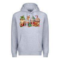 Heather Grey christmas gingerbread coffee cups Premium Hoodie - Zillion Design Studio