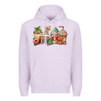 Lilac christmas gingerbread coffee cups Premium Hoodie - Zillion Design Studio