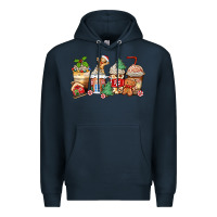 Navy christmas gingerbread coffee cups Premium Hoodie - Zillion Design Studio