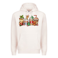 Pale Pink christmas gingerbread coffee cups Premium Hoodie - Zillion Design Studio