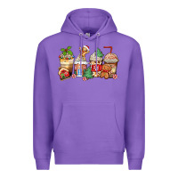 Purple christmas gingerbread coffee cups Premium Hoodie - Zillion Design Studio