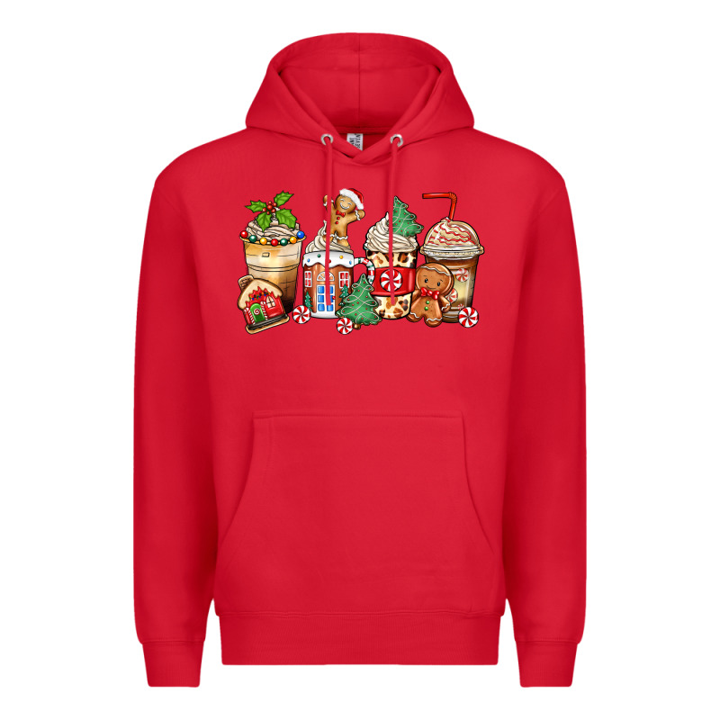 Christmas Gingerbread Coffee Cups Premium Hoodie by Zillion Design Studio | Teevron