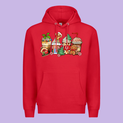 Christmas Gingerbread Coffee Cups Premium Hoodie Designed By Zillion Design Studio
