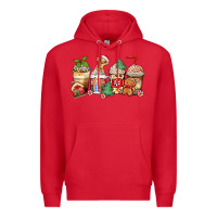 Red christmas gingerbread coffee cups Premium Hoodie - Zillion Design Studio