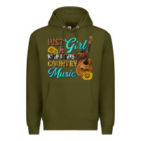 Army Green just a girl who loves country music Premium Hoodie - texasbilliewilder