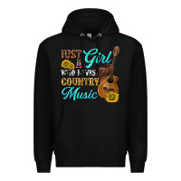 Black just a girl who loves country music Premium Hoodie - texasbilliewilder