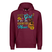 Burgundy just a girl who loves country music Premium Hoodie - texasbilliewilder