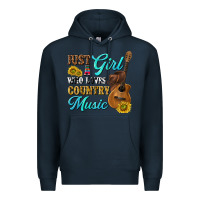 Navy just a girl who loves country music Premium Hoodie - texasbilliewilder