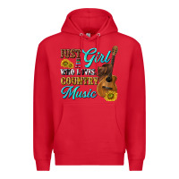 Red just a girl who loves country music Premium Hoodie - texasbilliewilder