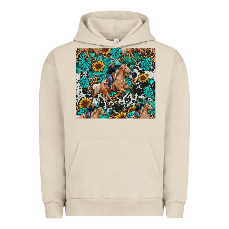 Cowgirl Sunflower Turquoise Urban Hoodie by RanaPortraitStore | Teevron