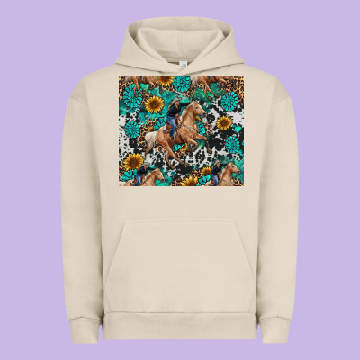 Urban Hoodie cowgirl sunflower turquoise