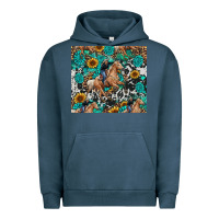 Pigment Midnight Navy cowgirl sunflower turquoise Urban Hoodie - RanaPortraitStore