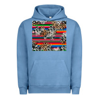 Pigment Pebble Blue cowhide leopard serape Urban Hoodie - RanaPortraitStore