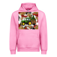 Fuchsia Pink christmas farm tractor Urban Hoodie - RanaPortraitStore