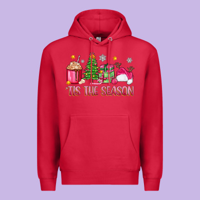 'tis The Season Pink Christmas Premium Hoodie Designed By Zillion Design Studio