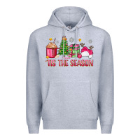 Heather Grey 'tis the season pink christmas Premium Hoodie - Zillion Design Studio
