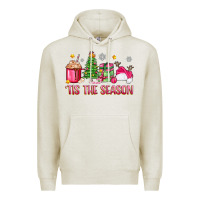 Oatmeal Heather 'tis the season pink christmas Premium Hoodie - Zillion Design Studio