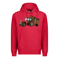 Cardinal Christmas Farm Tractor Premium Hoodie - RanaPortraitStore