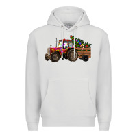 Dove Grey Christmas Farm Tractor Premium Hoodie - RanaPortraitStore