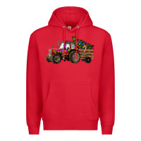 Red Christmas Farm Tractor Premium Hoodie - RanaPortraitStore