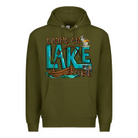 Army Green living on lake time Premium Hoodie - texasbilliewilder